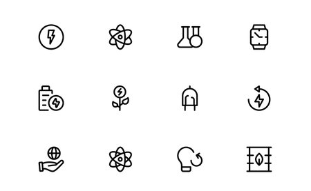 Energy icon set. Energy professional line vector icon collection featuring clean minimal renewable,...