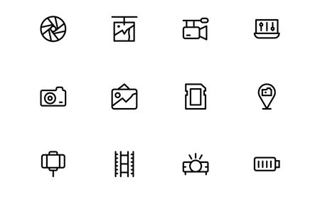 Nature Photography icon set. Nature Photography professional line vector icon pack with minimal and...