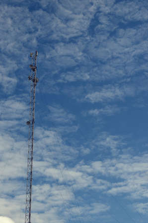 Radio tower on a background of cloudsの写真素材