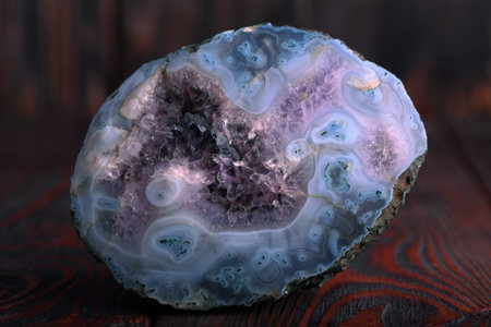 Natural Agate with Amethyst Crystals