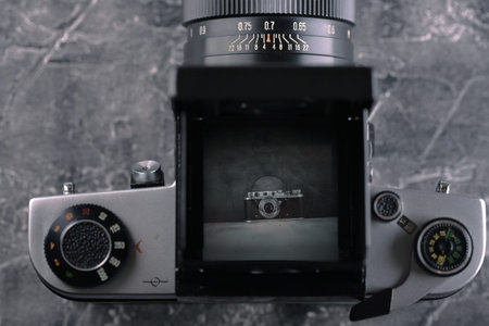 MOSCOW, RUSSIA, APRIL 13, 2017. The old Soviet Medium format SLR camera Kiev-6C, released1983.