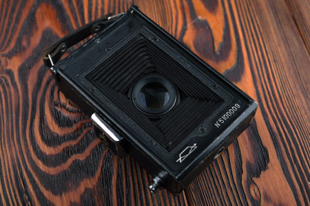MOSCOW, RUSSIA, APRIL 14, 2017. The old Soviet medium format scaling camera Moskwa-3, released1951.のeditorial素材