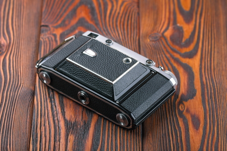 MOSCOW, RUSSIA, APRIL 14, 2017. The old Soviet medium format rangefinder camera Moskwa-5, released1957.のeditorial素材