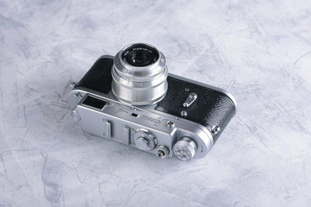 MOSCOW, RUSSIA, APRIL 15, 2017. The old Soviet rangefinder cameras Zorki-4, released1959.のeditorial素材