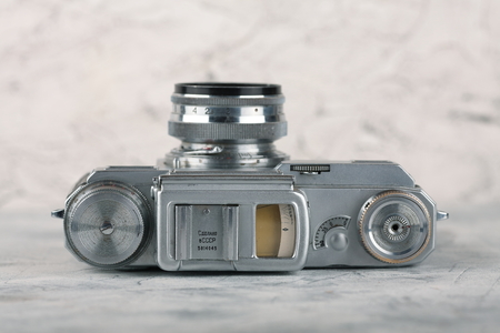 MOSCOW, RUSSIA, APRIL 18, 2017. The old Soviet rangefinder camera Contax-3, Kiev-3A, released 1958.のeditorial素材