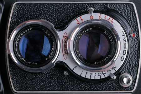 MOSCOW, RUSSIA, APRIL 19, 2017. The old Japan medium-format TLR camera Yashicaflex Model-C, released1955.のeditorial素材