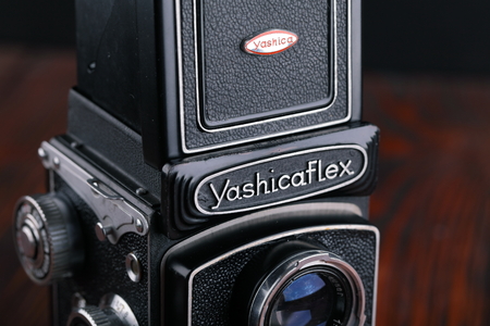 MOSCOW, RUSSIA, APRIL 19, 2017. The old Japan medium-format TLR camera Yashicaflex Model-C, released1955.のeditorial素材