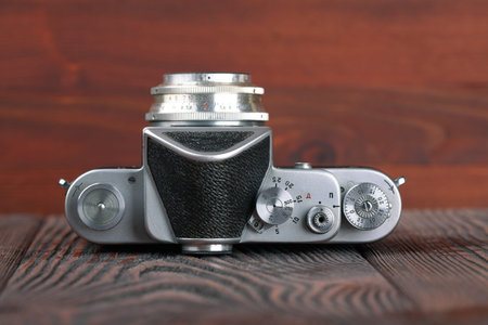 MOSCOW, RUSSIA, APRIL 20, 2017. The old Soviet 35 mm SLR camera Zenit 3, released1961.のeditorial素材