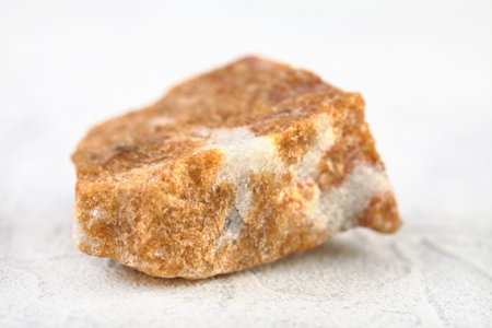 Natural mineral from geological collection - raw yellow Aventurine stone from Taganai, Ural, Russia...