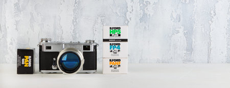 The old and rare Soviet rangefinder camera Contax-2, Kiev-2, released 1955 with packings...