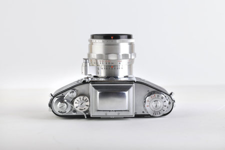 The old German 35 mm SLR film camera Exakta VX IIa released 1957, with Carl Zeiss lens Biotar f2,0...