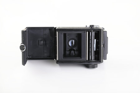 The old Soviet medium format film TLR camera Lubitel 166 Universal, released at the LOMO factory in...