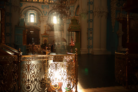 One of the Great Monasteries of Russia. New Jerusalem Monastery, Interior. Out of focus, soft focus.