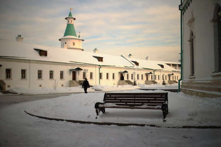 Istra district, Moscow region, Russia, january 15, 2021. One of the Great Monasteries of Russia. New Jerusalem Monastery winter in the snow.のeditorial素材