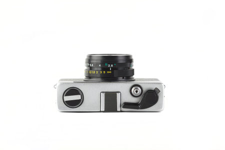 MOSCOW, RUSSIA, JANUARY 26, 2022. The old Soviet automatic camera Siluet Automat, released 1980 on white background.のeditorial素材