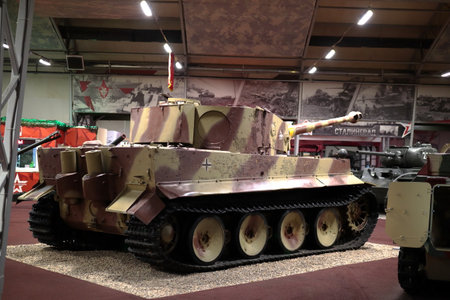 Kubinka, Odintsovo district, Moscow region, Russia. September 27, 2022. German battle tank 2nd World War Tiger, Panzerkampfwagen VI Ausf E. German battle tank PzKpfw VI Tiger Ausf E.のeditorial素材