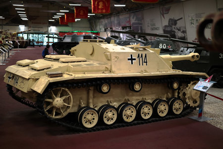 Kubinka, Odintsovo district, Moscow region, Russia. September 27, 2022. German battle assault howitzer 2nd World War, Sturmhaubitze 42 Ausf G. German battle assault howitzer StuH 42 Ausf G.のeditorial素材