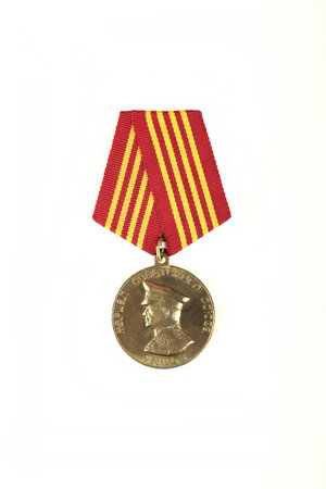 Soviet military medal "Marshal of the USSR Zhukov" on a white background.の写真素材