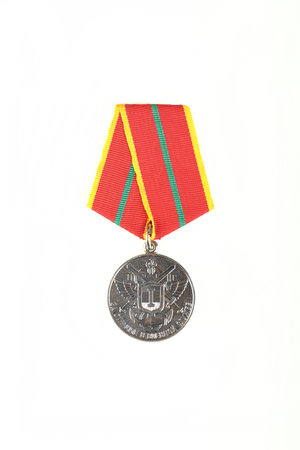 Soviet military medal "For Distinction in Military Service" 1st class on a white background.の写真素材