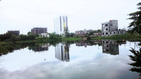 Lake on To The City Viewの写真素材