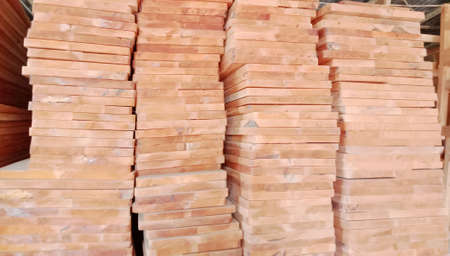 timber stock on saw millの写真素材