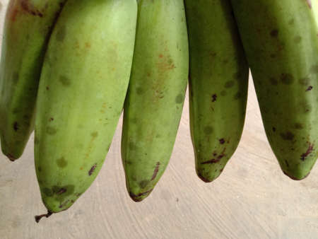 tasty and healthy raw banana bunch on gardenの写真素材