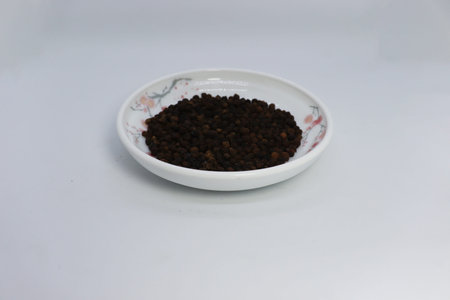 healthy and spicy black pepper stock on bowl