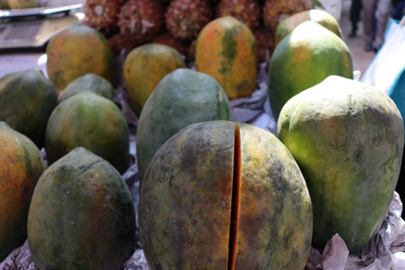 tasty and healthy colorful papaya stock on shop