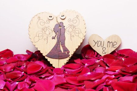 wooden toy love box on petal stock for valentine