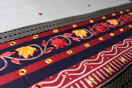 hand craft design on saree with Niddle