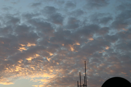 sunset on sky and gray cloudの写真素材