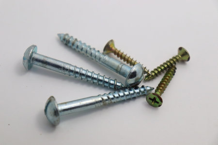 steel made screw stock on white background