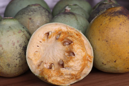 green colored ripe wood apple stock on shop for sell