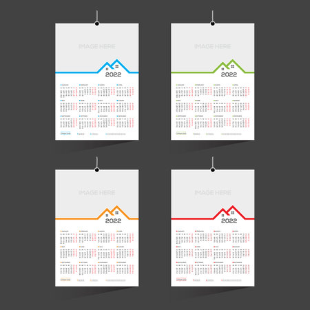 12 month 4 color vector 2022 calendar design for any kind of useのイラスト素材