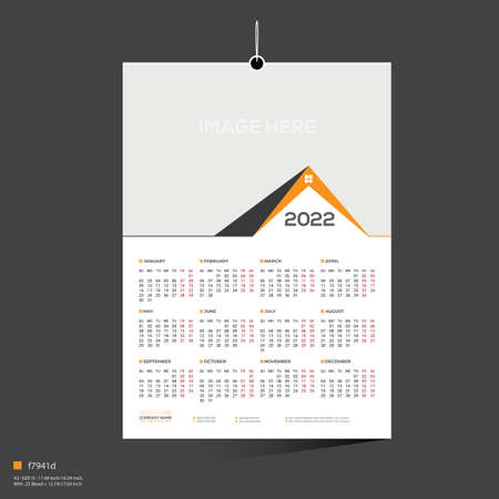 orange colored 12 month 2022 calendar design for any kind of useのイラスト素材