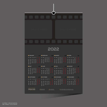 black colored film company 12 month 2022 wall calendar design for director producer actorのイラスト素材