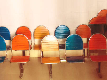 multiple colored chair stock on hospital for Patient on wetting roomの写真素材