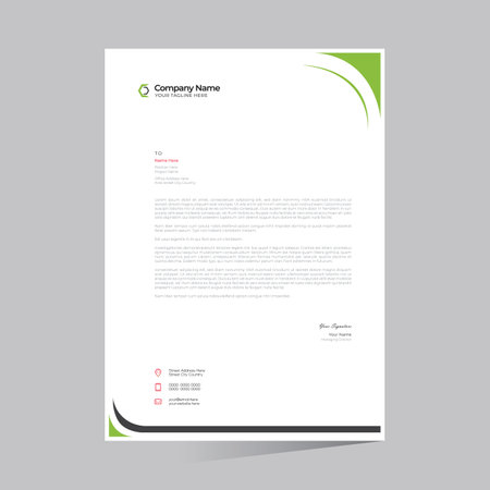 green colored simple letterhead design for any kind of useのイラスト素材