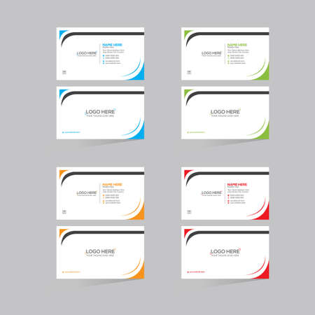 4 colored double sided vector business card design for any kind of useのイラスト素材