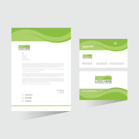 green colored vector letterhead and business card design for any useのイラスト素材
