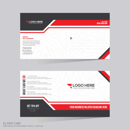 Red Colored Vector Postcard Design For Any Kind Of Useのイラスト素材