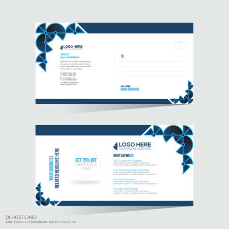 Cyan Colored Vector Postcard Design For Any Kind Of Useのイラスト素材
