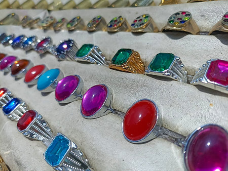 finger ring stock with multiple colored stone on shop for sell