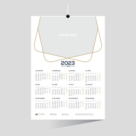 12 month 2023 wall vector calendar design for any kind of useのイラスト素材