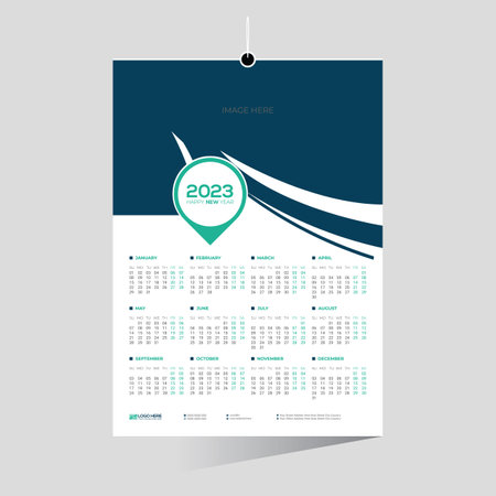12 month 2023 wall vector calendar design for any kind of useのイラスト素材