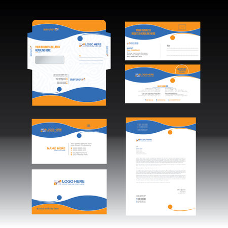 vector letterhead business card envelope postcard design for any useのイラスト素材
