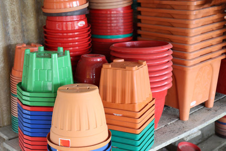 plastic item stock on shop for sellの写真素材
