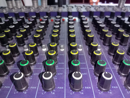 nob stock of audio mixer on concert for music