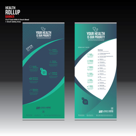 health vector roll up banner design for doctor medical medicine company useのイラスト素材
