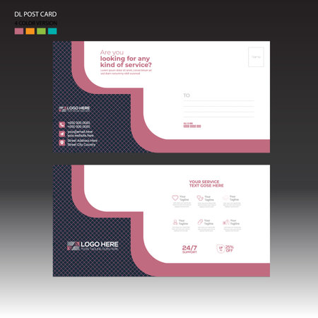 4 colored vector Postcard Design for invitation and any useのイラスト素材